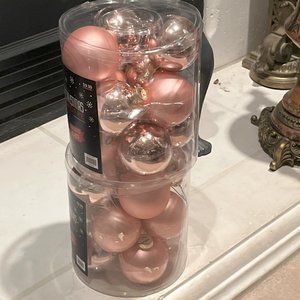 The Christmas Shoppe Rose Gold Ball Ornaments -set 21 Handcrafted Glass